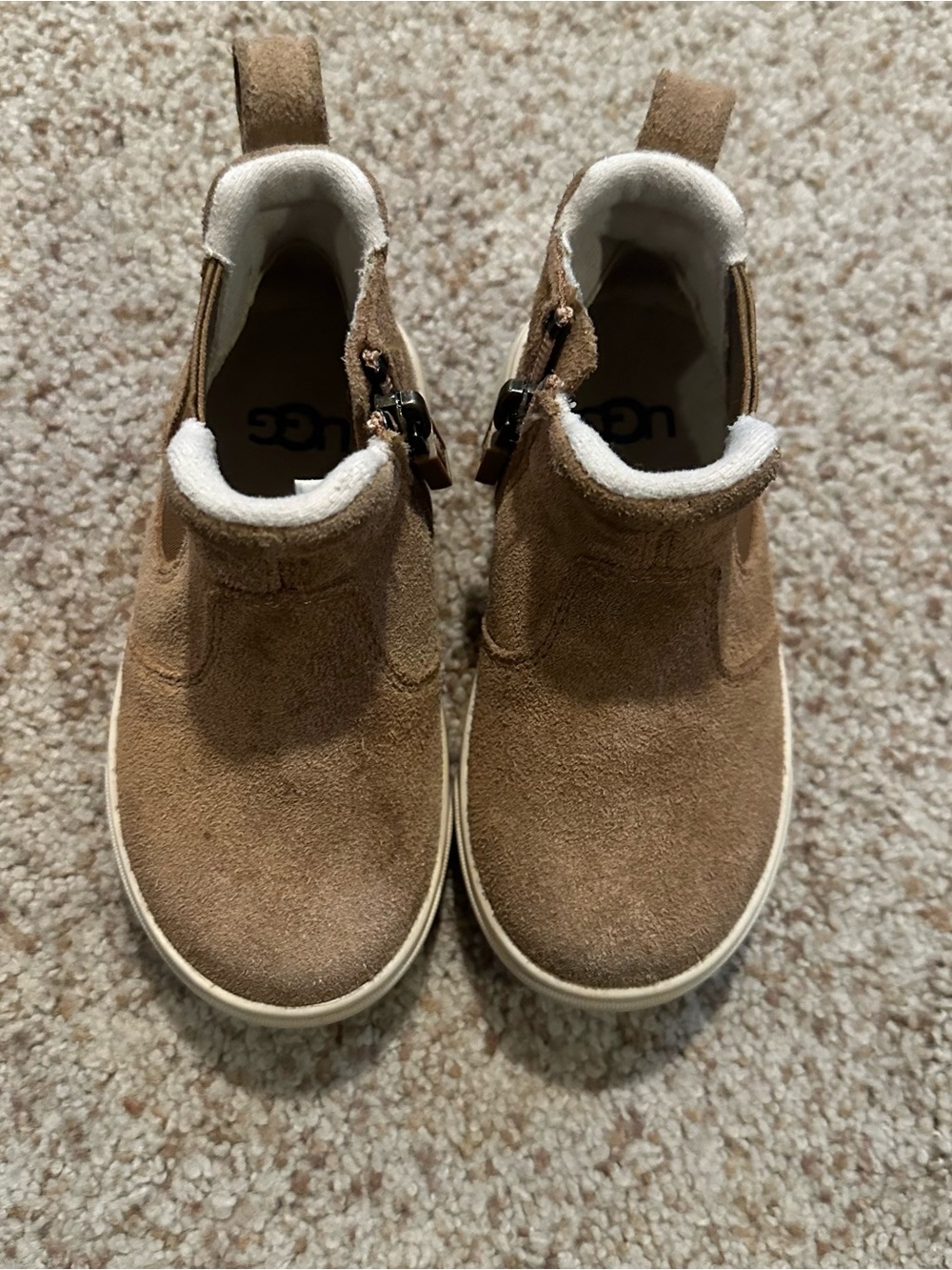 UGG Kids Chestnut Suede Ankle Boots with White Lining